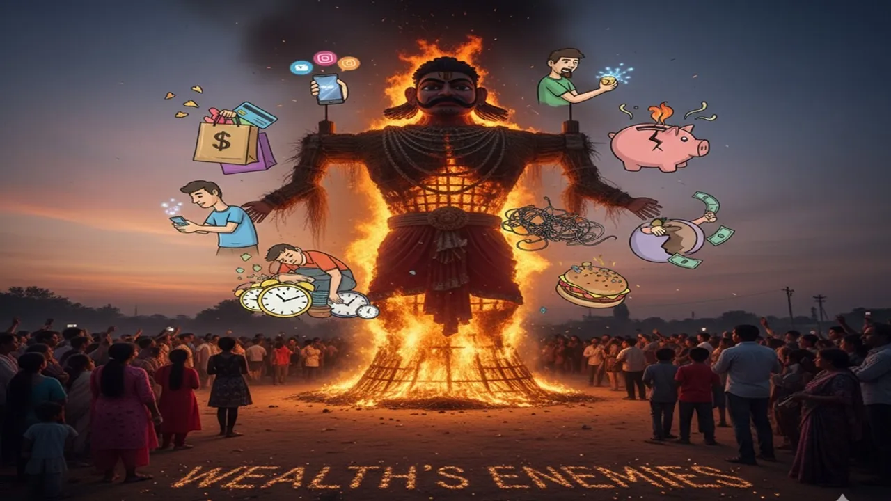 Dussehra financial habits, wealth destroying habits, money mistakes to avoid, financial discipline tips, bad money habits, Dussehra wealth management, impulse buying vs savings, lifestyle inflation control, SIP investment habits, financial freedom tips
