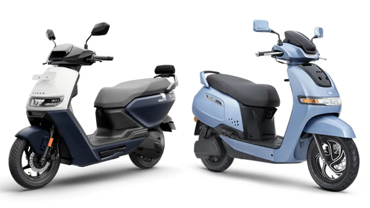 ather rizta vs tvs iqube electric scooter