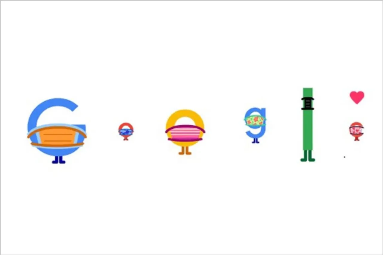 google new doodle requests people to wear masks and maintain social distancing