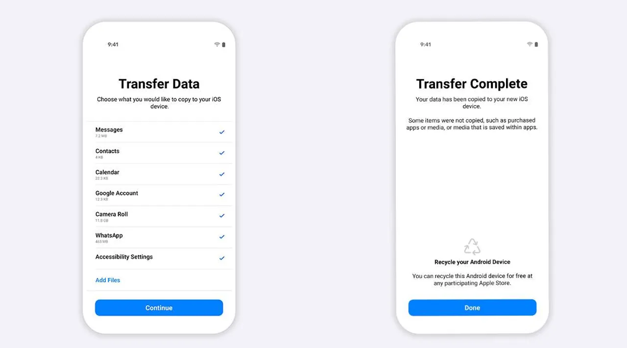 WhatsApp data from Android to Apple iOS