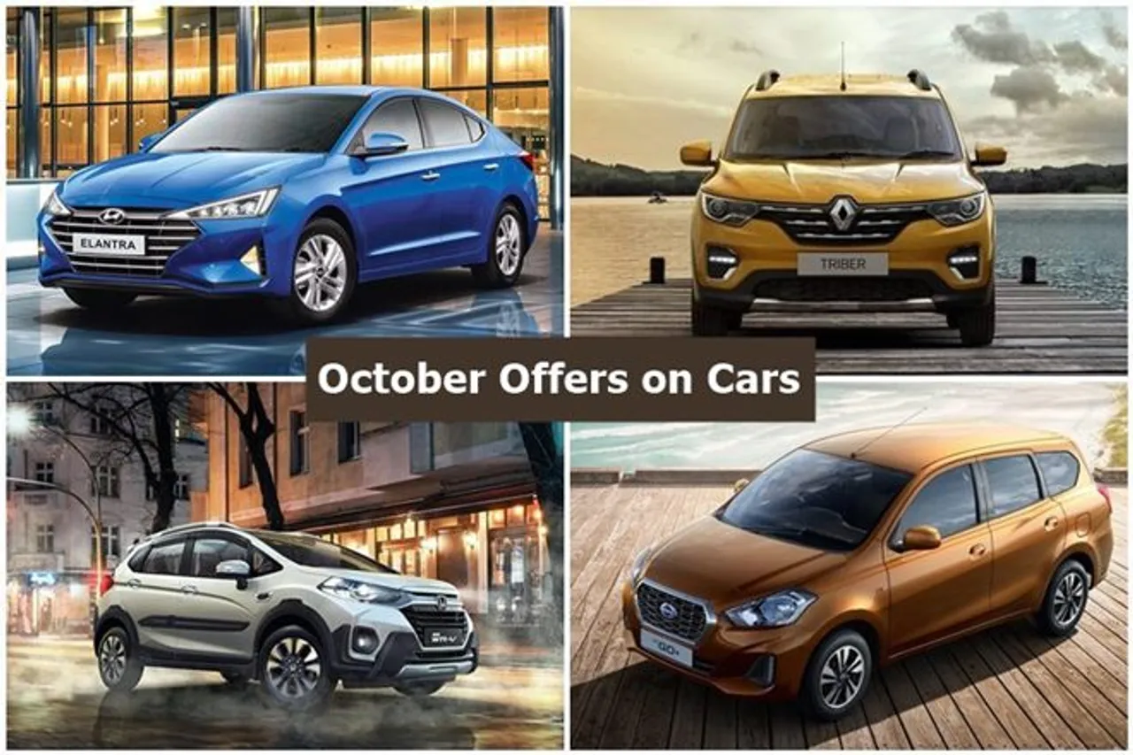 october offers on cars, hyundai october offer, renault october offer, honda cars october offer, datsun october offer, festive offers on cars, car companies festive offers