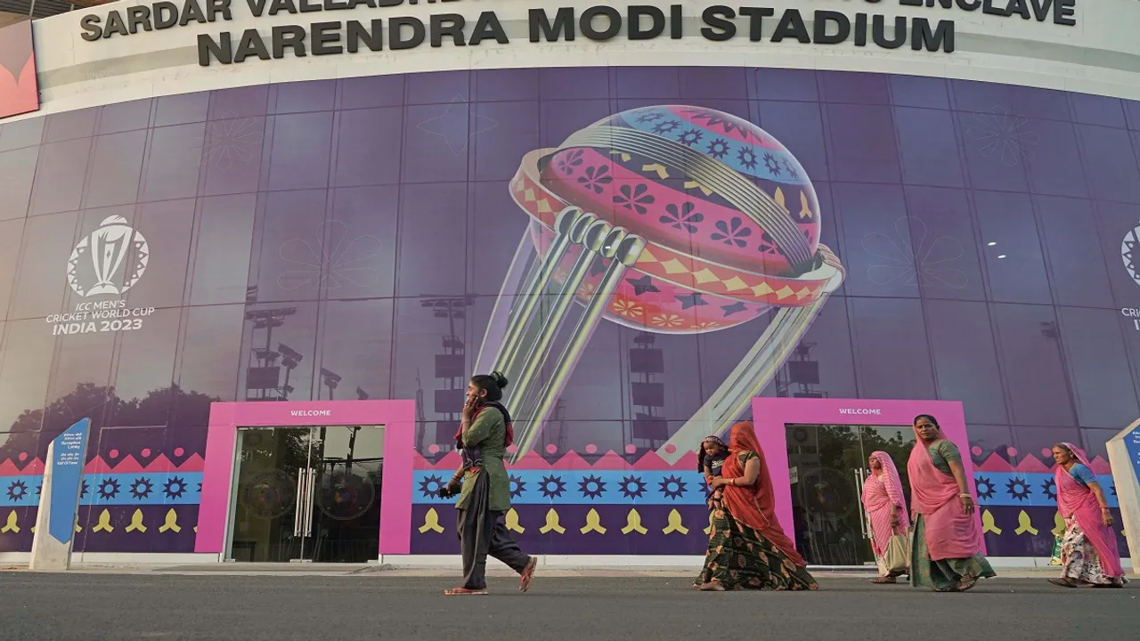 A view of Narendra Modi Stadium ahead of the ICC Cricket World Cup | ODI World Cup | Men's Cricket World cup | ICC World Cup | Cricket World Cup New Rule