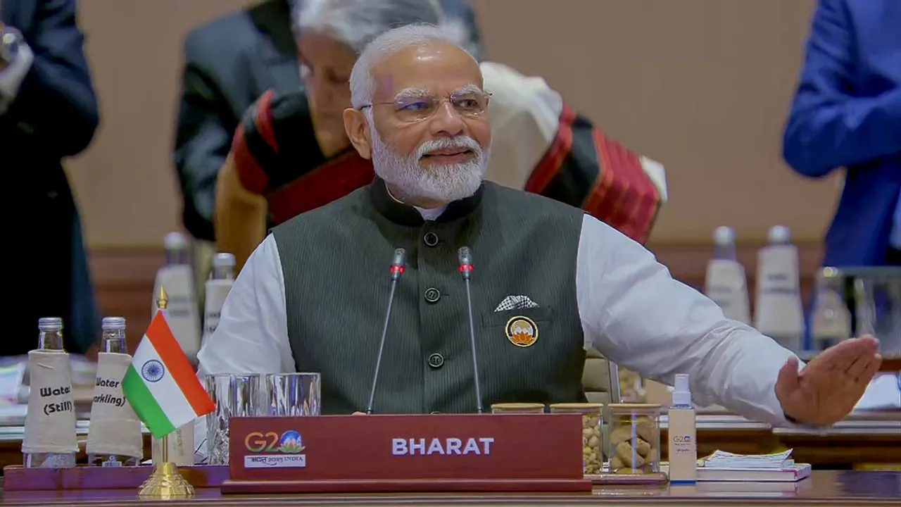 Prime Minister Narendra Modi during the G20 Summit Session-1 on 'One Earth'