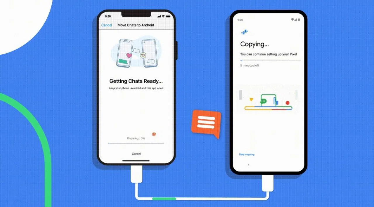 WhatsApp history transfer from iPhone to Android 12 Google Pixel