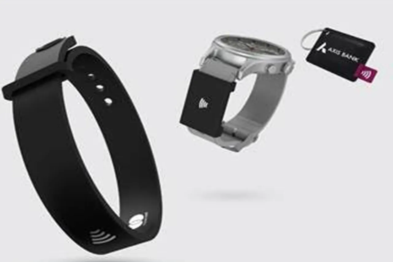 Wear N Pay First Bank in India axis bank to launch its own budget friendly wearable contactless payment devices band key chain watch loop as debit card