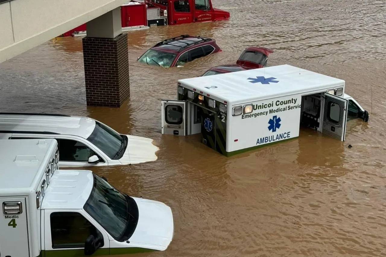 More than 50 patients and staff stranded on top of a hospital in Erwin, Tennessee due to flooding from Tropical Storm Helene.