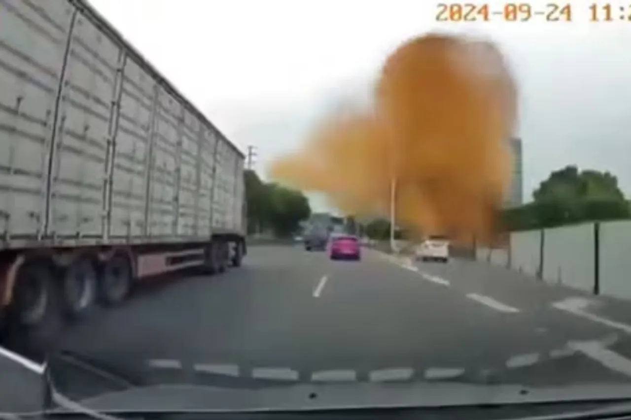 Watch: Poop explosion erupts on busy Chinese motorway