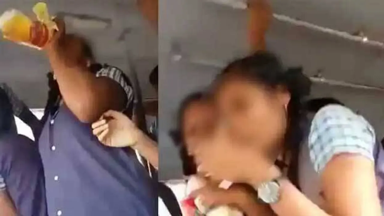 Girl students drink beer inside bus Tamil Nadu