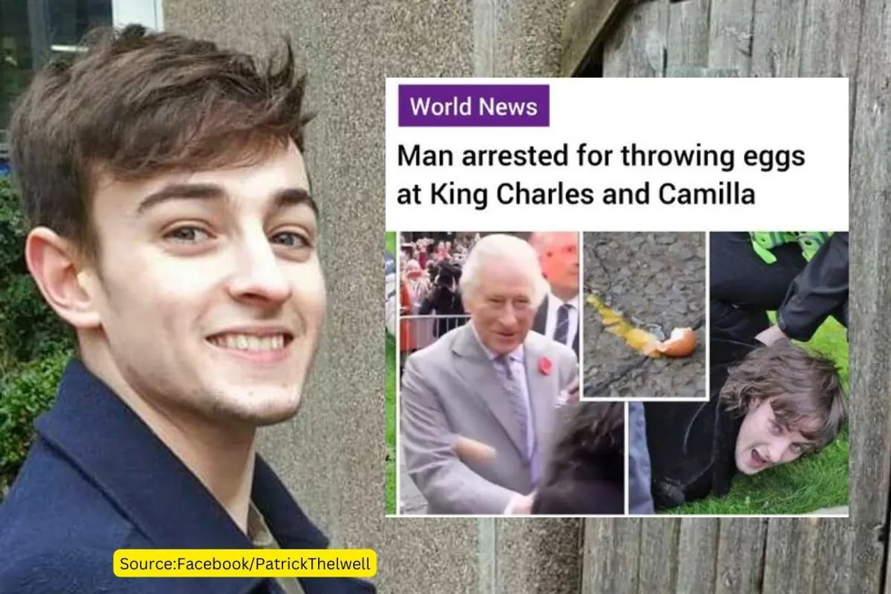 who is patrick thelwell a guy who threw eggs on king charles
