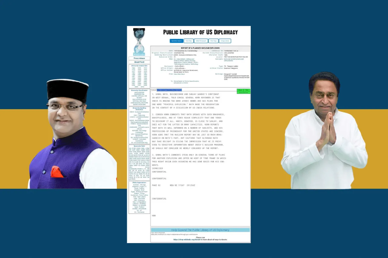 Senior Congress Leader Kamalnath leaked India’s nuclear program Timeline to U.S. Cousul In Kolkata.