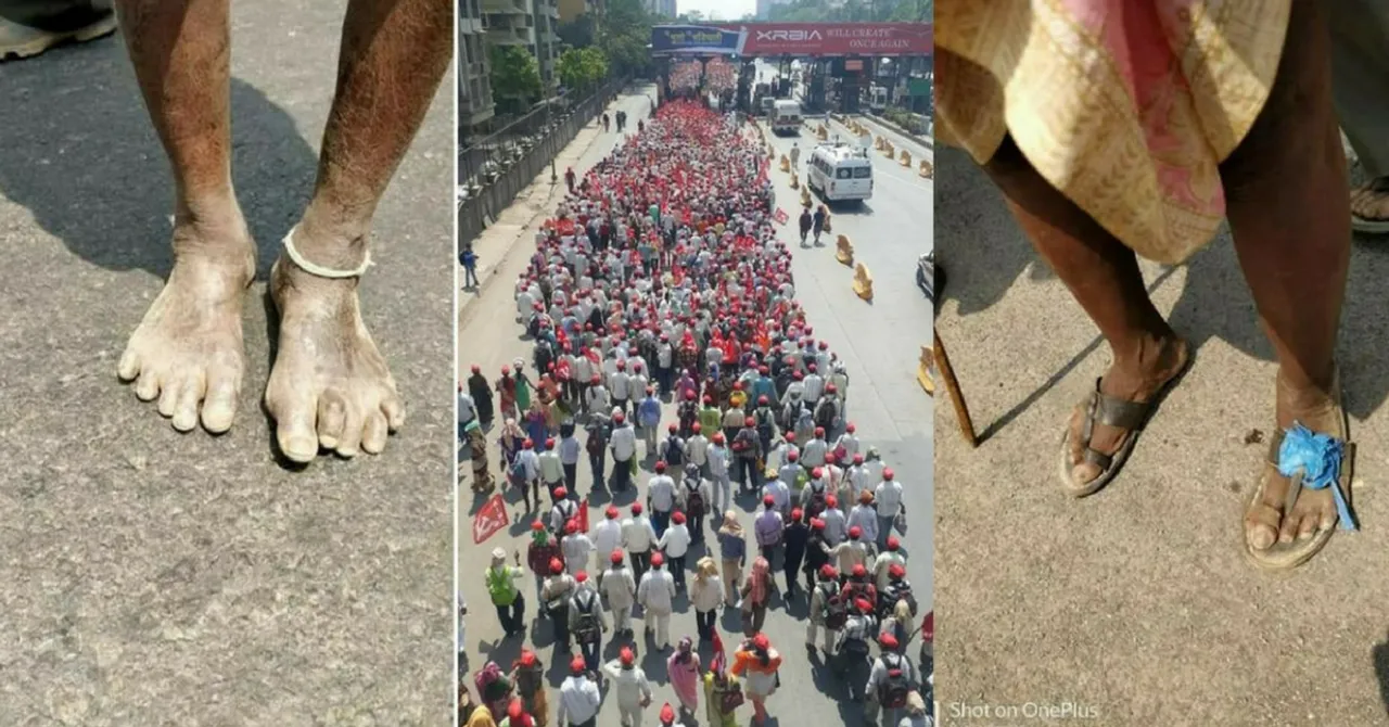 नासिक से मुंबई की पदयात्रा कर रहे किसानो के पाँव के छालें देख मदद को पहुंची मुंबई की जनता!