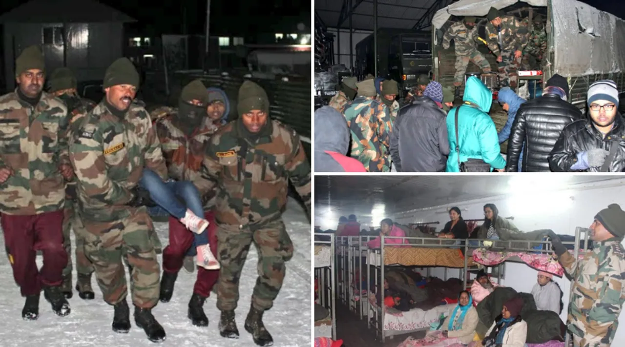 भारतीय सेना : मायनस 9 डिग्री में खुद रहे बाहर, बर्फ़ में फंसे हुए यात्रियों को दिया अपना बैरक!