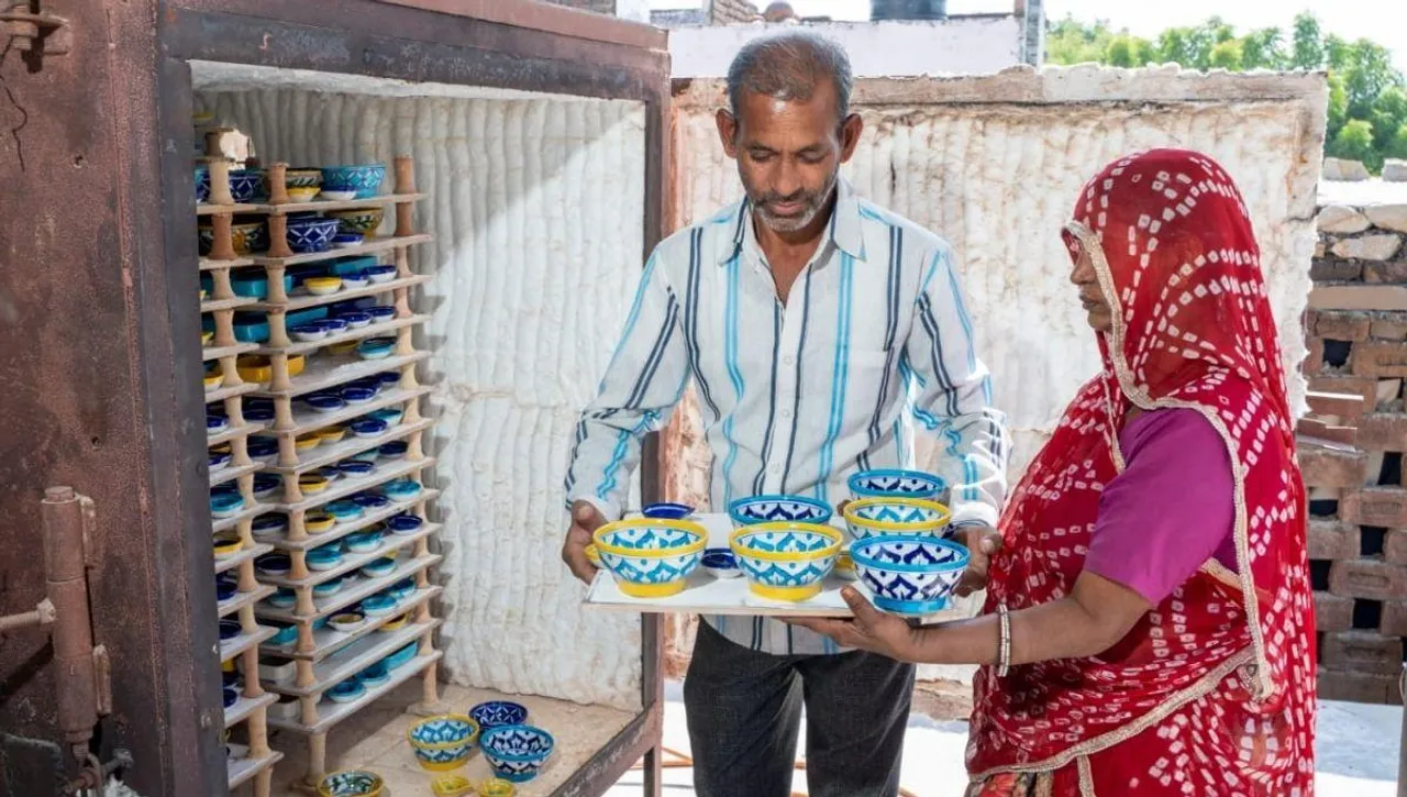 Traditional Indian Craft Blue Pottery Art