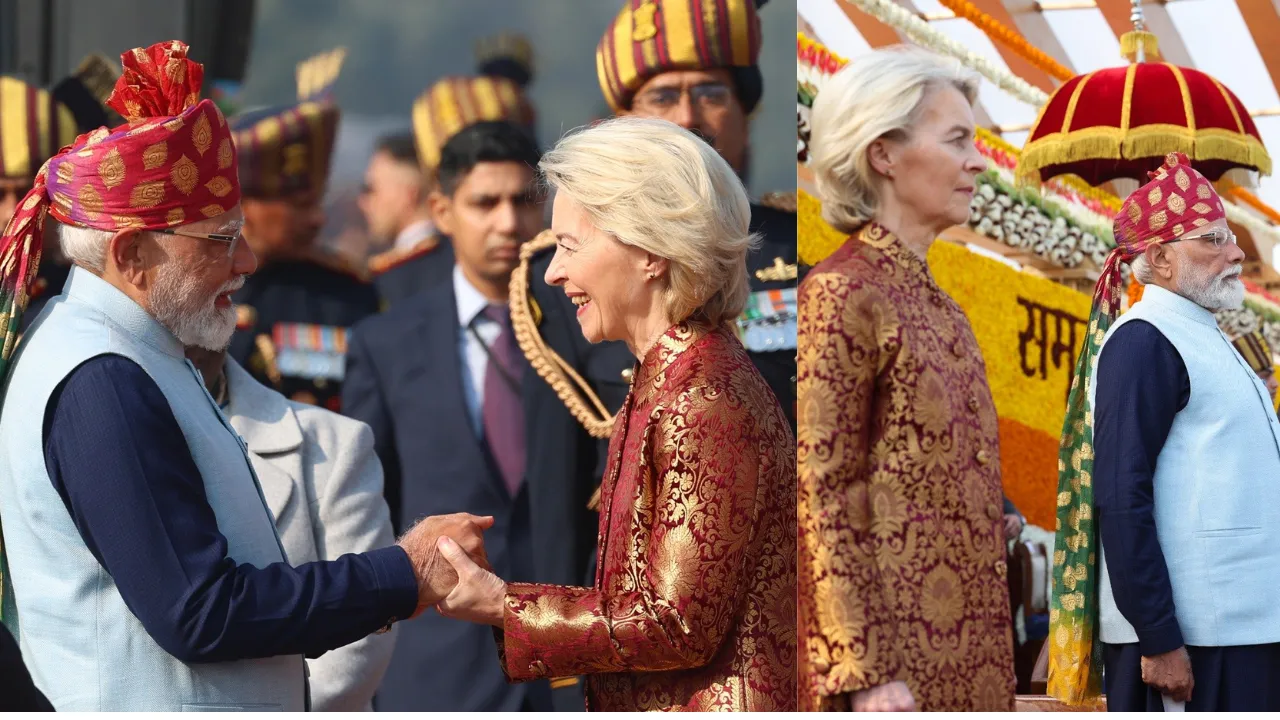 EU chief brocade bandhgala fashion becomes spotlight at the Republic Day parade