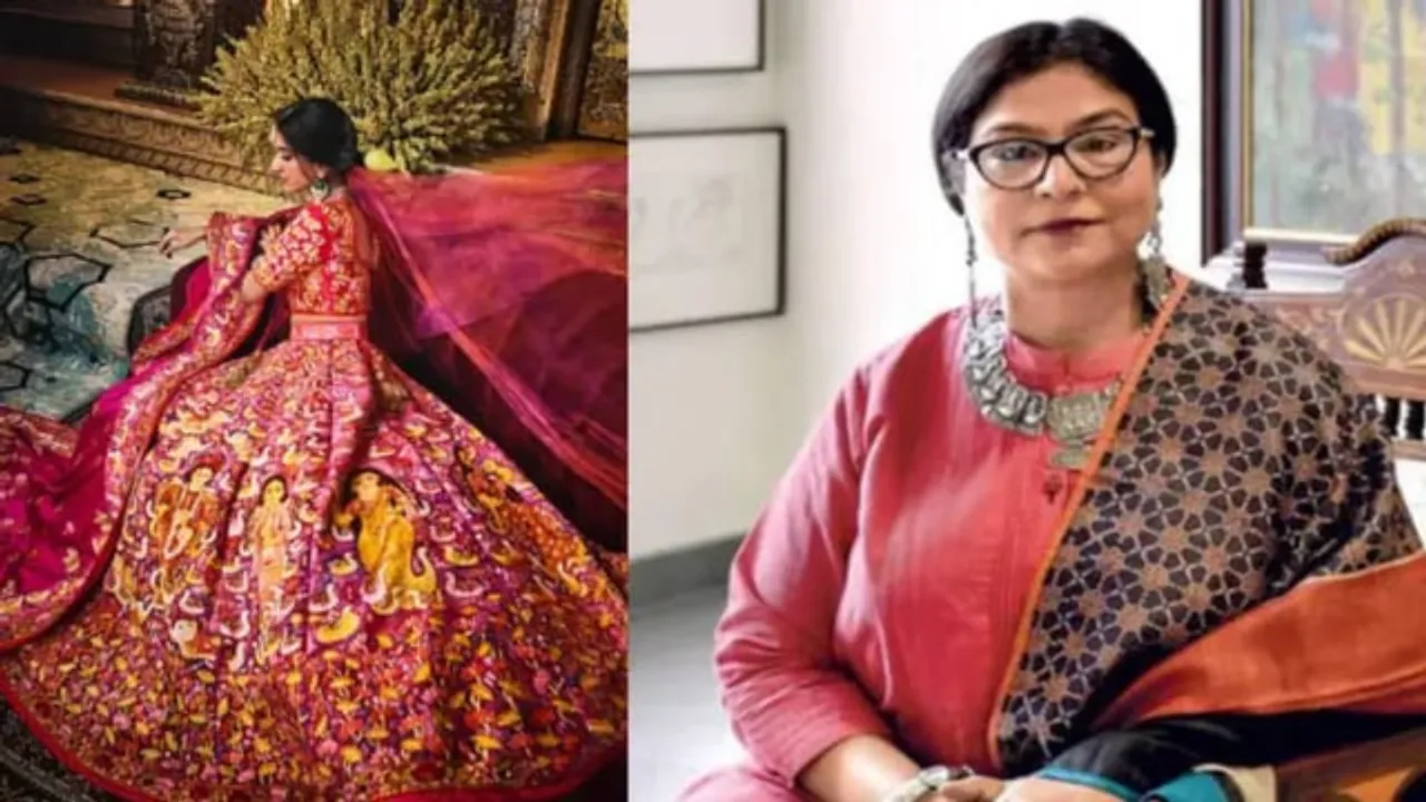 Jayasri Burman, the artist who hand-painted Radhika Merchant's wedding lehenga.
