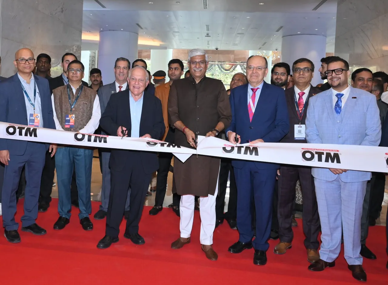 OTM 2025, Mumbai L to R H.E. Haim Katz, Shri Gajendra Singh Shekhawat, H.E. Mr. Javier Paulinich