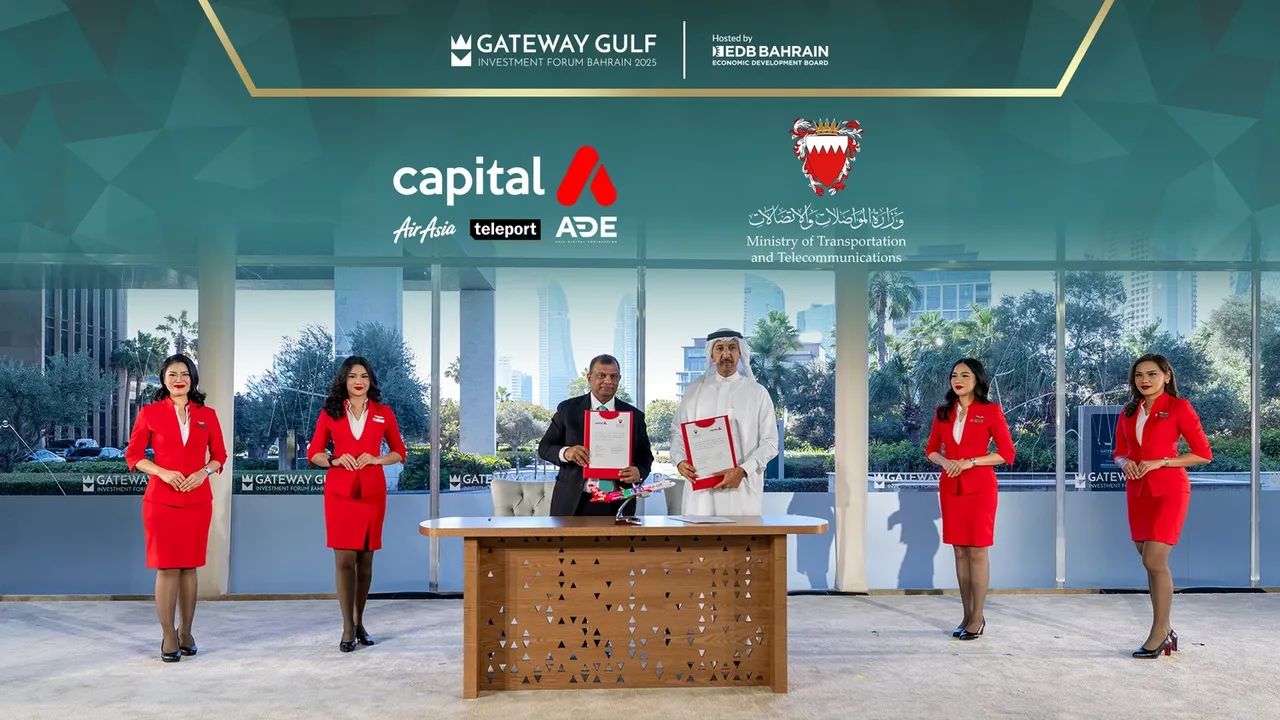 The signing, between Capital A’s CEO Tony Fernandes, and H.E. Dr Shaikh Abdulla bin Ahmed Al Khalifa, Minister of Transportation and Telecommunications from the Kingdom of