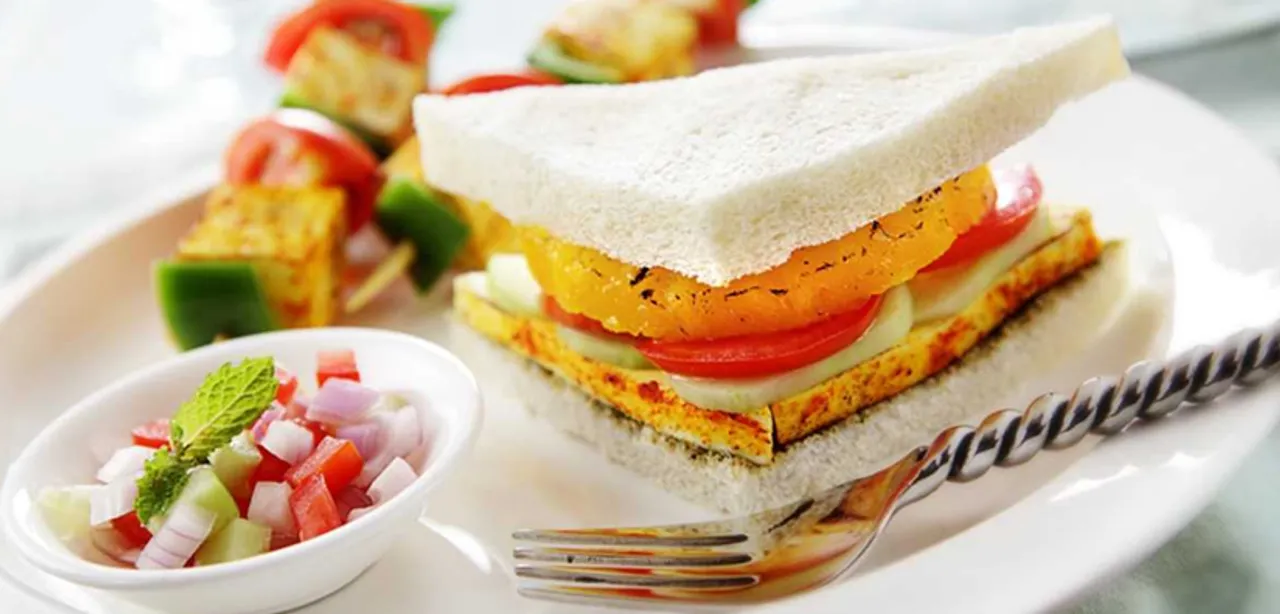 Paneer Tikka And Pineapple Sandwich (Breakfast)
