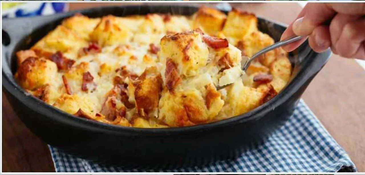 Recipes - Savory Bacon Bread Pudding
