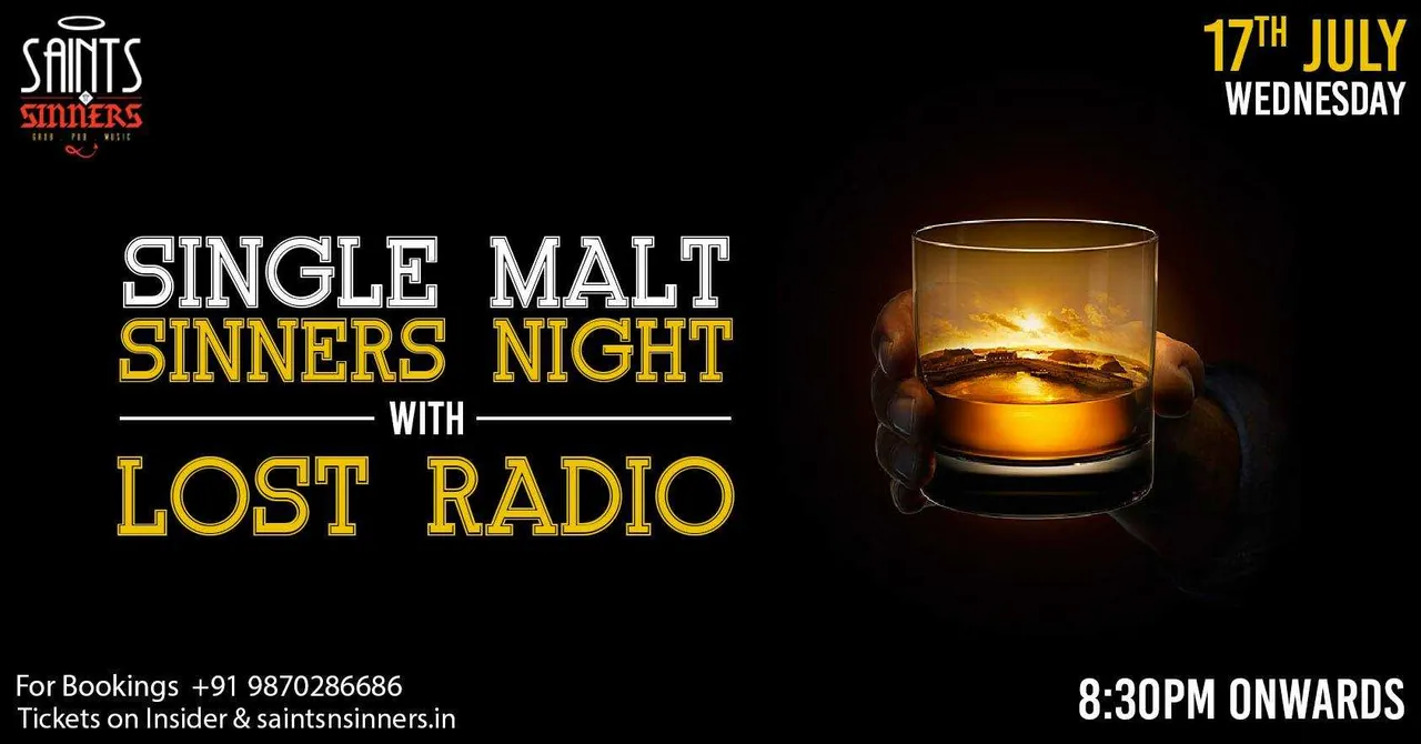 Single Malt Sinners Night with Lost Radio at Saints N Sinners