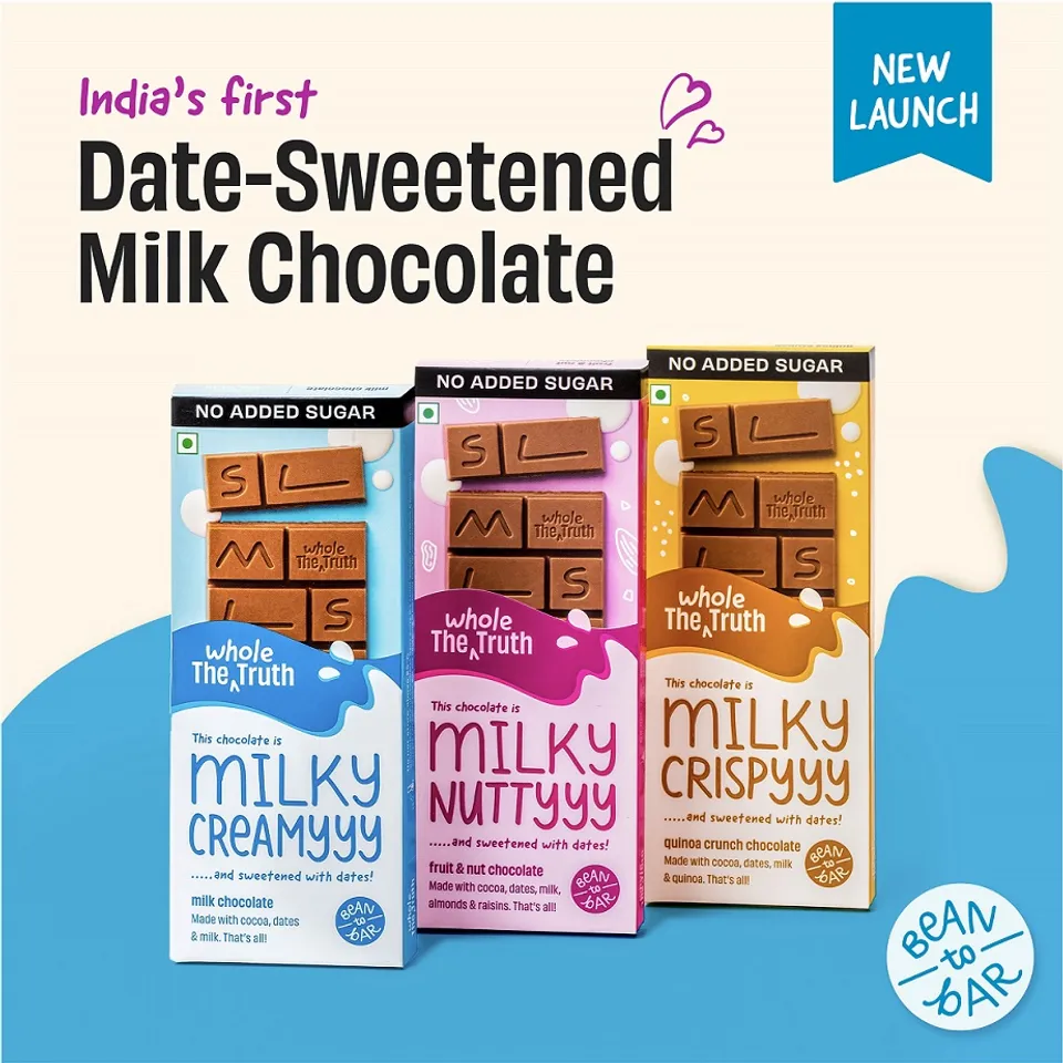 The Whole Truth Foods (TWT) introduces India’s first 100% Clean Label Milk Chocolates sweetened with dates