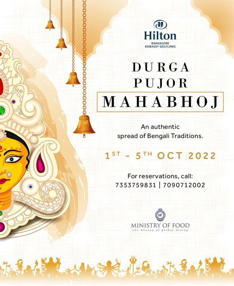 Taste the authenticity of “Durga Pujor Mahabhoj” at Hilton Bangalore Embassy GolfLinks"