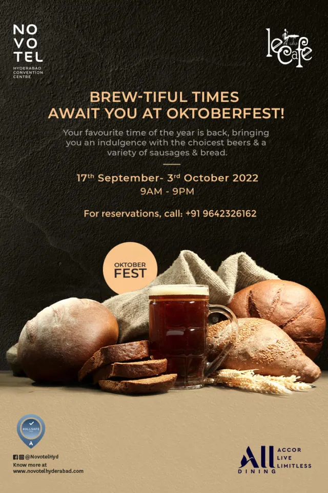 BREW-TIFUL TIMES Await You at OKTOBERFEST! @ Le Café, Novotel Hyderabad Convention Centre