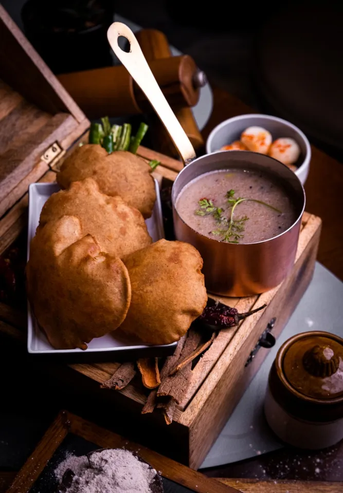 Singhade ke ate ki kadhi & Rajgira ki Poori