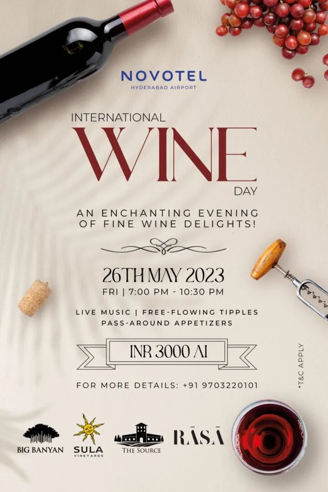 Join the International Wine Day Celebration at Novotel Hyderabad Airport