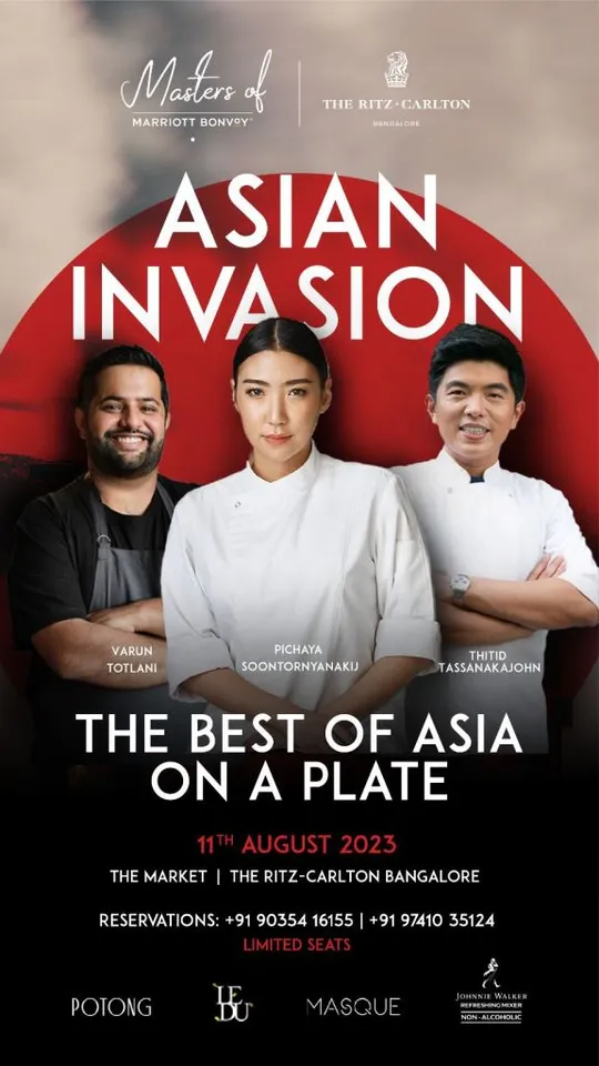 Masters Of Marriott Bonvoy Presents Asian Invasion 3 Master Chefs, One Historic Event At The Ritz - Carlton, Bangalore