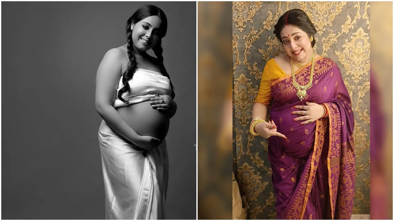 মেটারনিটি ফটোশ্যুটে রেট্রো লুকে অনবদ্য শ্রীময়ী