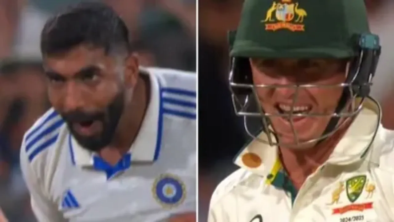 bumrah labuschagne animated exchange 