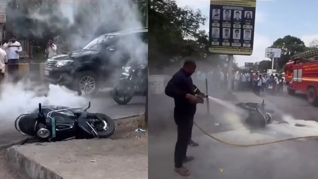 bajaj chetak ev catches fire 