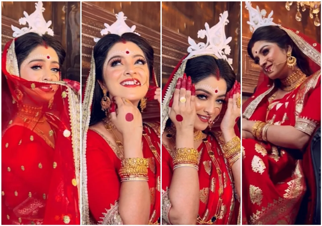 নববধূর সাজে অপরূপা শ্বেতা