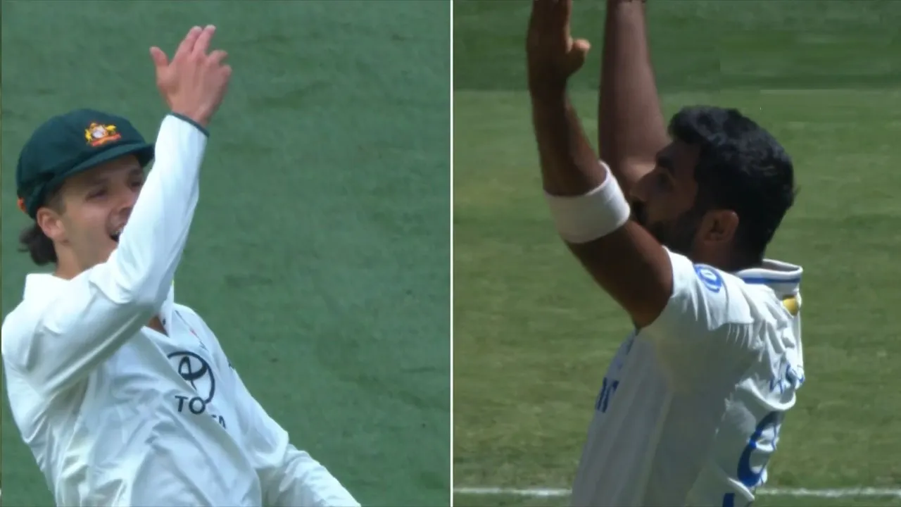 Bumrah celebrates Konstas dismissal