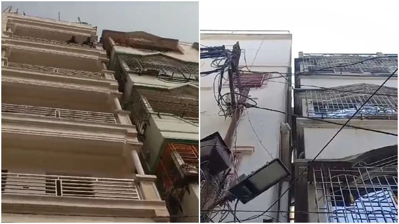 kolkata news, west bengal news,latest bengali news,bengali news, construction , two flats , Bidhannagar, Baguiati,হেলে পড়ল বহুতল, বিধাননগর,বাগুইআটি