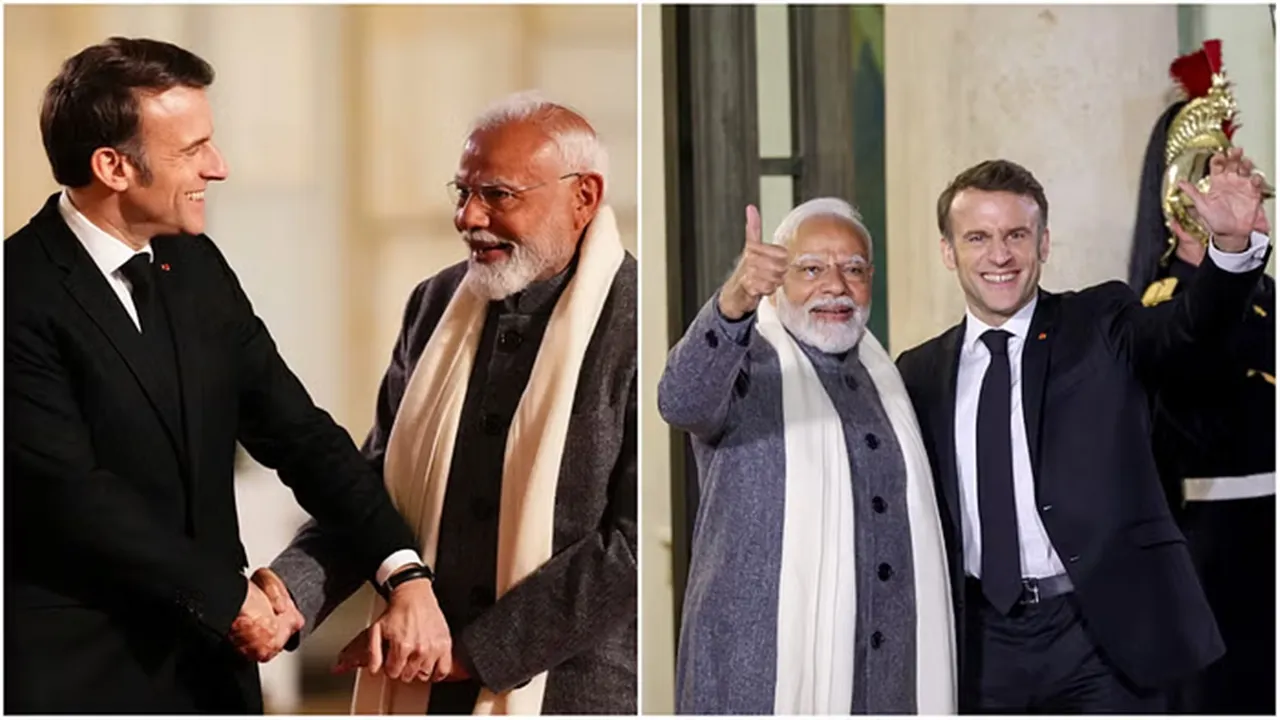  pm modi paris visit macron welcomed narendra modi in france with hug said you are welcome my friend