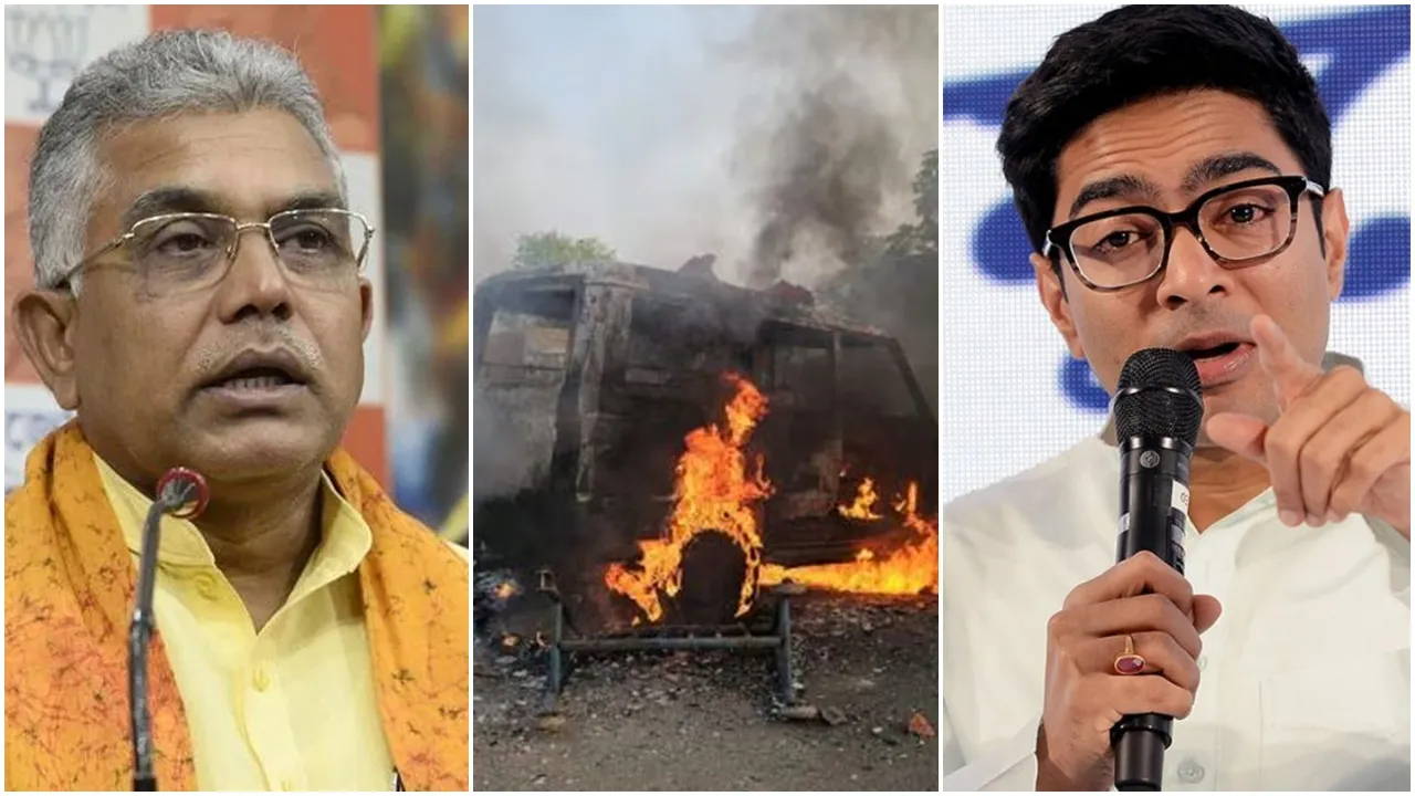 Protest against Waqf law turns violent in Murshidabad Dilip ghsoh attacks Abhishek Banerjee,ওয়াকফ আইনের প্রতিবাদে মুর্শিদাবাদে অশান্তি,দিলীপ ঘোষ,অভিষেক বন্দ্যোপাধ্যায়