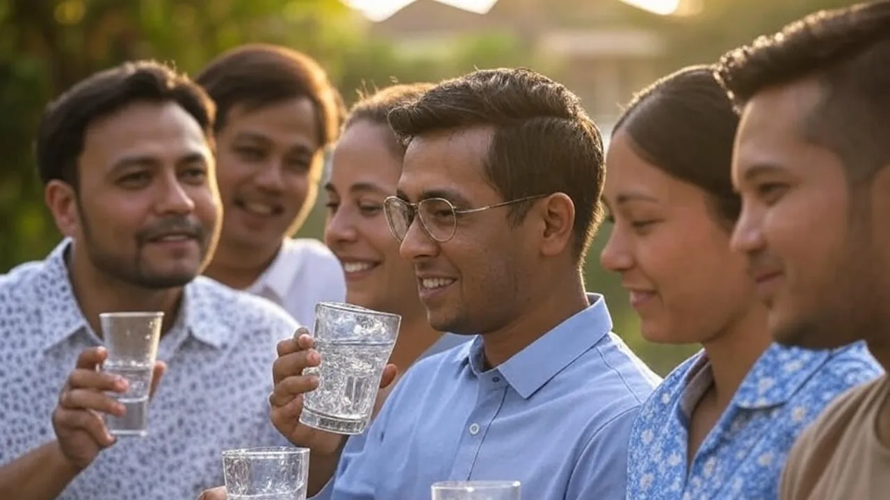 Drinking ice water: বরফ জল পান। 