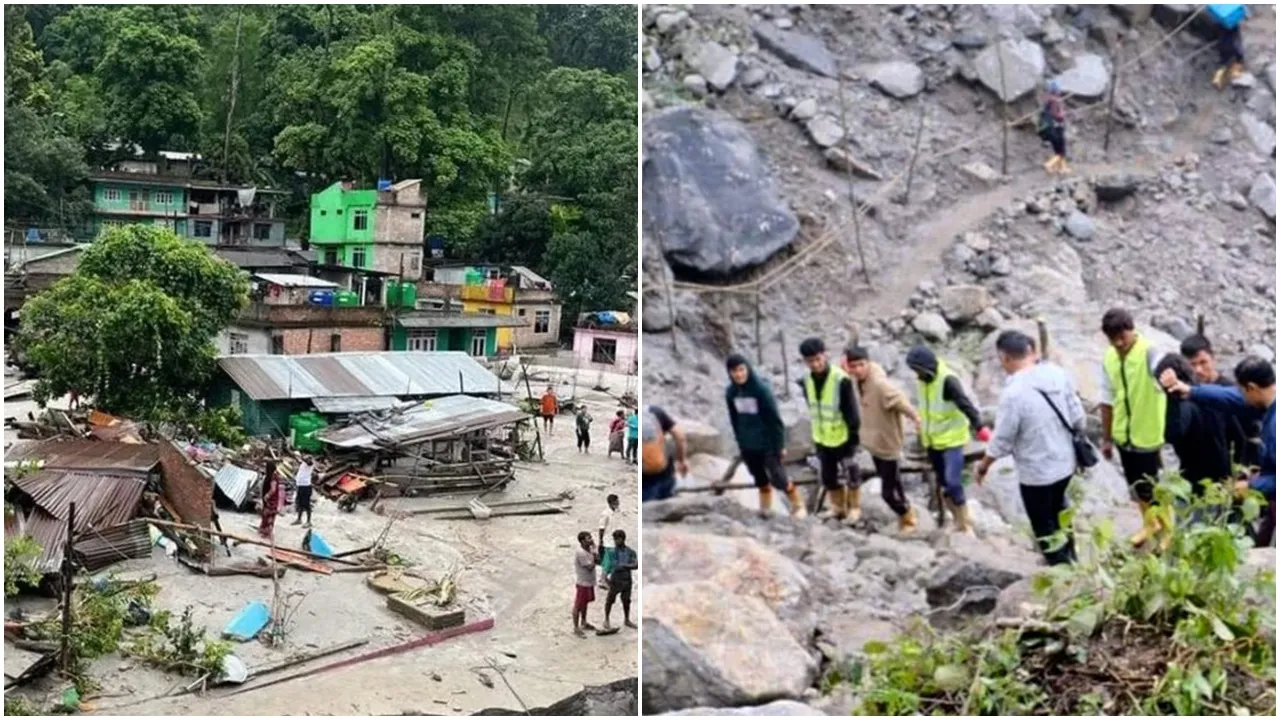 North Sikkim heavy rainfall,tourists stranded,উত্তর সিকিমে প্রবল বৃষ্টি, বহু পর্যটক আটকে