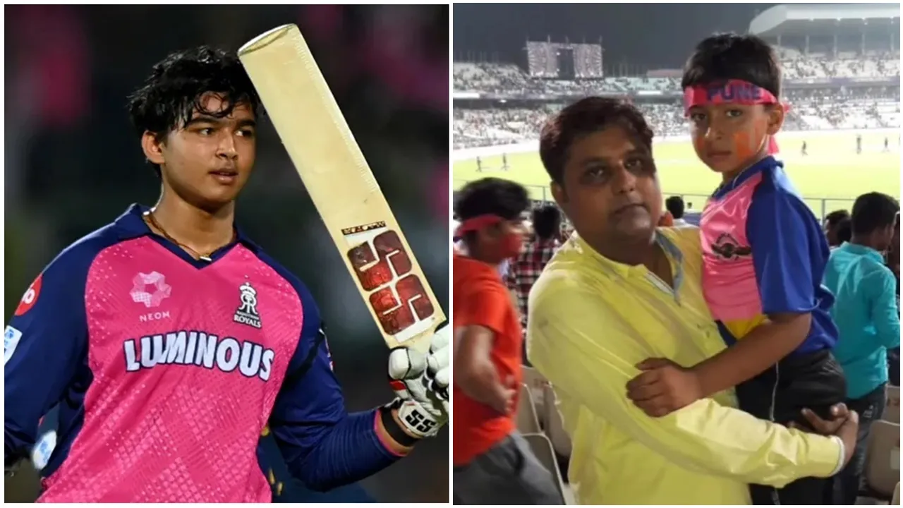 Vaibhav Dhoni fan boy: ধোনির জন্য গলা ফাটাতে বাবার কোলে IPL দেখতে যায় বৈভব