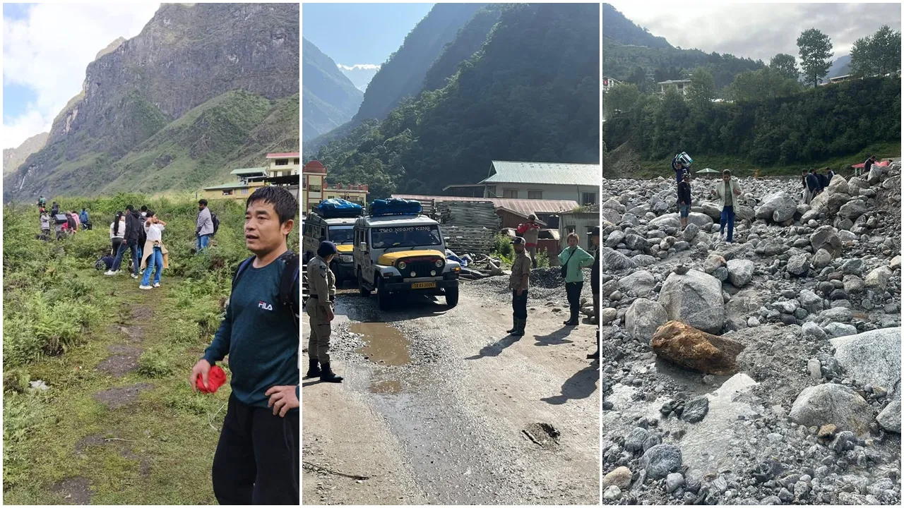 Lachung,  North Sikkim  ,Tourist rescue  ,Landslide  ,Sikkim floods,  Sangklang bridge,  Phidang bridge,  Teesta river  ,Missing tourists  ,Rescue operation,লাচুং  ,উত্তর সিকিম,  পর্যটক উদ্ধার , ভূমিধস,  সিকিম বন্যা,  সাংলাং ব্রিজ  ,ফিডাং ব্রিজ,  তিস্তা নদী  ,নিখোঁজ পর্যটক,  উদ্ধার অভিযান