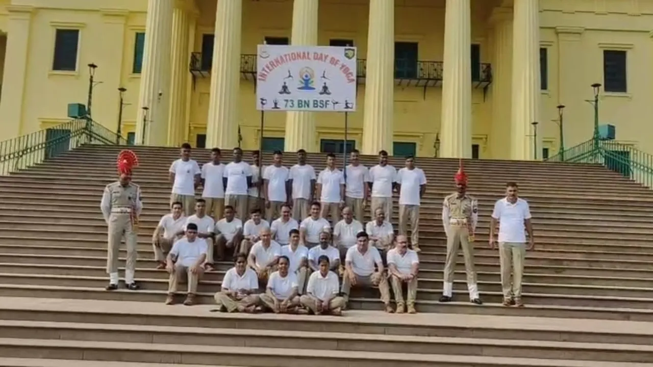BSF Yoga Camp  ,Hazarduari Yoga Day,  International Yoga Day 2025,  BSF Yoga Training,  Murshidabad Yoga Event  ,BSF Wellness Program,  BSF Hazarduari Yoga,বিএসএফ যোগ শিবির,  হাজারদুয়ারি যোগ দিবস,  বিশ্ব যোগ দিবস ২০২৫  ,বর্ডার সিকিউরিটি ফোর্স যোগা  ,মুর্শিদাবাদ যোগ কার্যক্রম  ,বিএসএফ যোগ প্রশিক্ষণ  ,হাজারদুয়ারি বিএসএফ যোগা