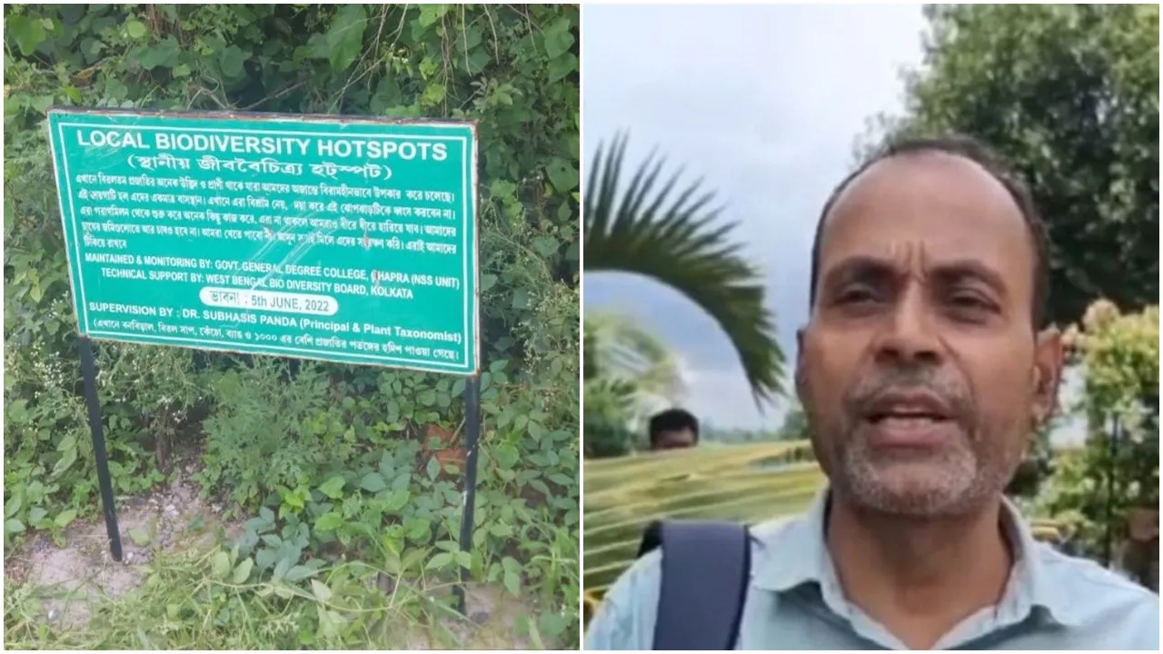 Chapra college principal assaulted, চাপড়া কলেজ অধ্যক্ষ মারধর  তৃণমূল নেতার দাদা হামলা  অধ্যক্ষ শুভাশিস পাণ্ডে খবর  হোর্ডিং লাগানো নিয়ে হামলা  Chapra college principal assaulted  TMC leader brother beats principal  কলেজ অধ্যক্ষকে মারধরের অভিযোগ  পরিবেশ দিবসে সচেতনতা প্রচারে বাধা  WB professor attacked for awareness