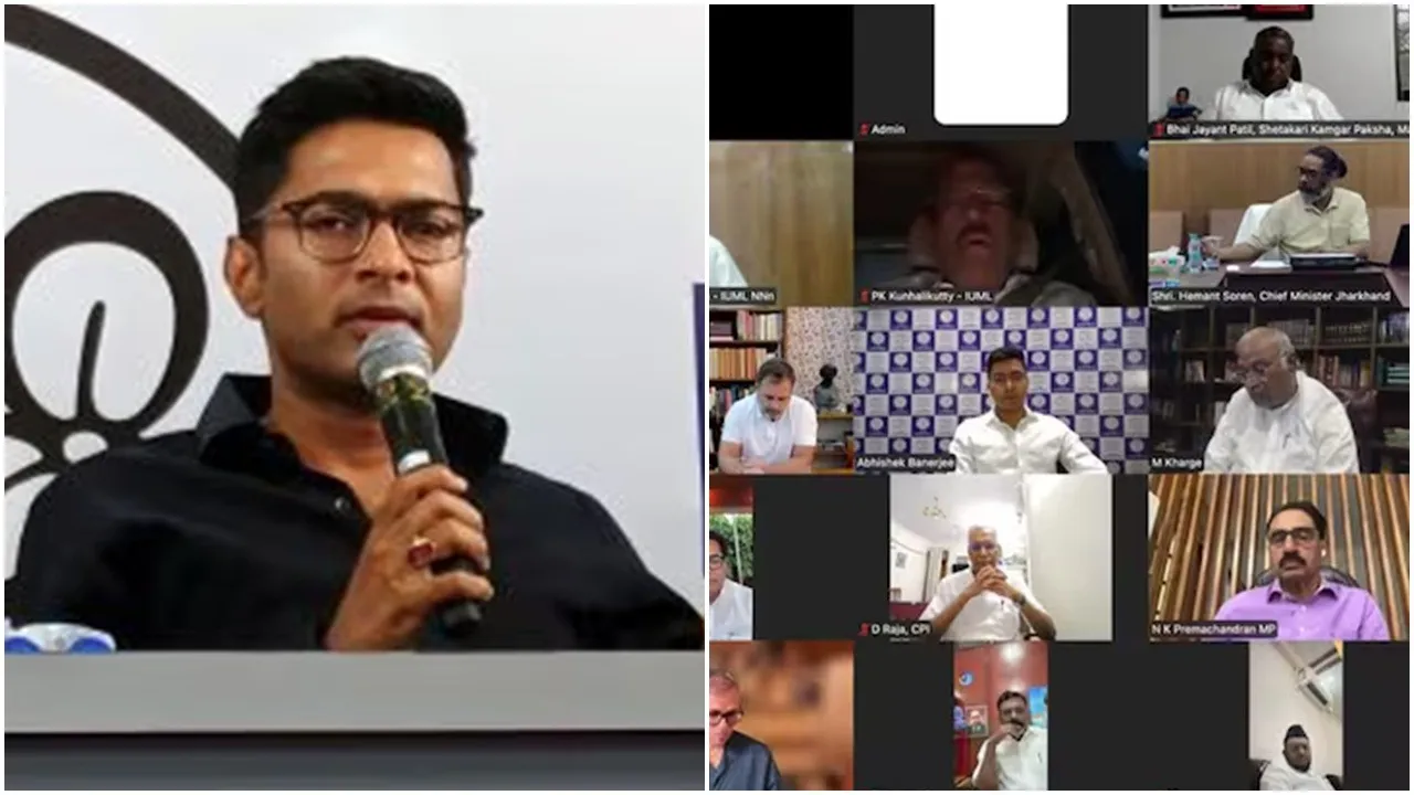Abhishek Banerjee, INDIA Bloc, Pahalgam Attack, Operation Sindoor, Election Commission, ED, E-square formula, Opposition meeting, Bengal NRC, Monsoon Session, Parliament, BJP criticism, Opposition unity, Rahul Gandhi, Sonia Gandhi, Hemant Soren, Tejashwi Yadav, Sanjay Raut, Omar Abdullah.