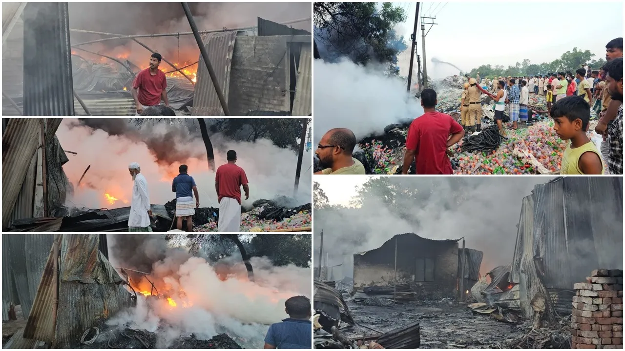 Sujapur fire, plastic godown blaze, crore rupee loss, Kaliakhchok police, fire brigade shortage, worker impact, business loss, plastic recycling industry, cause of fire, police investigation,সুজাপুর অগ্নিকাণ্ড, প্লাস্টিক গোডাউন আগুন, কোটি টাকার ক্ষয়ক্ষতি, কালিয়াচক থানার ঘটনা, দমকল ব্যবস্থা অভাব, শ্রমিক ক্ষতি, ব্যবসায়ী অভিযোগ, প্লাস্টিক রিসাইকেল শিল্প, আগুন লাগার কারণ, পুলিশ তদন্ত