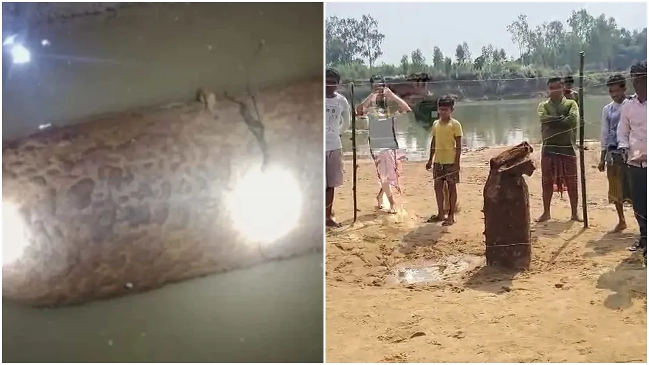 Bolpur bomb found, Ajay river explosion, WW2 bomb Bengal, Birbhum news, Bolpur police action, Ajay river mystery, Bengal viral news, old bomb recovered, West Bengal security alert,বোলপুর বোমা উদ্ধার, অজয় নদ বোমা, দ্বিতীয় বিশ্বযুদ্ধের বোমা, বীরভূম সংবাদ, পুরনো বোমা উদ্ধার, সোনারপুর চাঞ্চল্য, পুলিশি তদন্ত, পশ্চিমবঙ্গ সংবাদ, প্রশাসনের তৎপরতা, অজয় নদ রহস্য