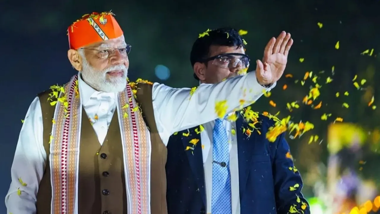 Bihar election, NDA leads, BJP victory, Manik Saha, Tripura CM, Bengal political change, Bihar vote counting, BJP celebrations, Narendra Modi development model, Champaran campaign, Bengal politics, Tipra Motha, Northeast regional parties, political analysis, victory rally