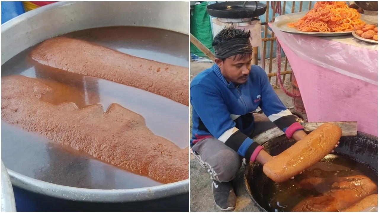 Devdas Smriti Mela, Kalna Hatipota Village, Giant Sweets, Sarat Chandra Chattopadhyay, West Bengal Fairs,2000 rupees sweet, Nora Pantua, 7kg sweet, Swapan Debnath, Saayoni Ghosh, Purba Bardhaman News,History of Hatipota village Devdas connection, Giant sweets in Kalna fair, Devdas novel real location,দেবদাস স্মৃতি মেলা, কালনা হাতিপোতা, পেল্লাই মিষ্টি, শরৎচন্দ্র চট্টোপাধ্যায়, পূর্ব বর্ধমান,নোড়া পান্তুয়া, ২ হাজার টাকার মিষ্টি, ৭ কেজি ওজনের মিষ্টি, স্বপন দেবনাথ, সায়নী ঘোষ,হাতিপোতা গ্রামে দেবদাস মেলা, দেবদাস উপন্যাসের ইতিহাস, কালনার মেলায় বিশালাকার মিষ্টি