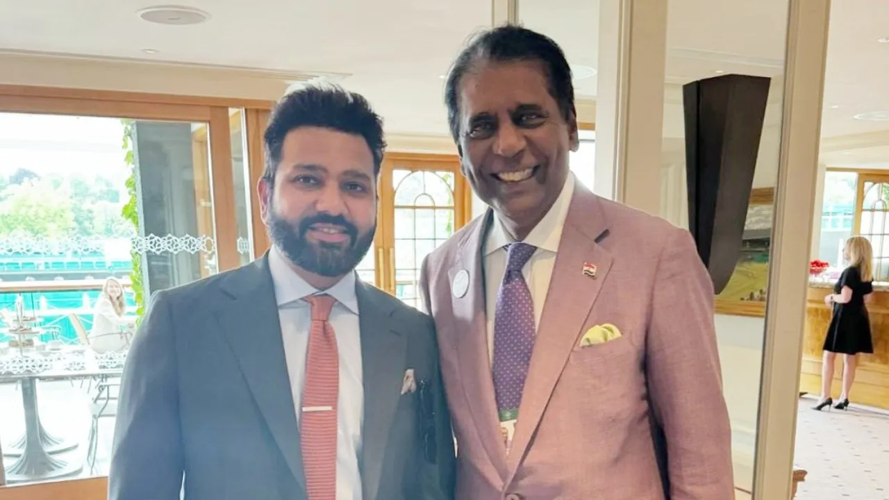 Vijay Amritraj with Rohit Sharma